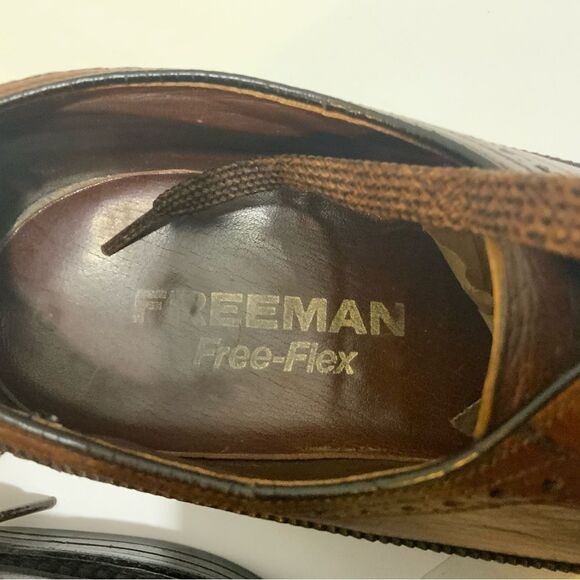 VTG Freeman Free-Flex Oxford Wingtips Dark Brown Leather Dress Shoes 9 C